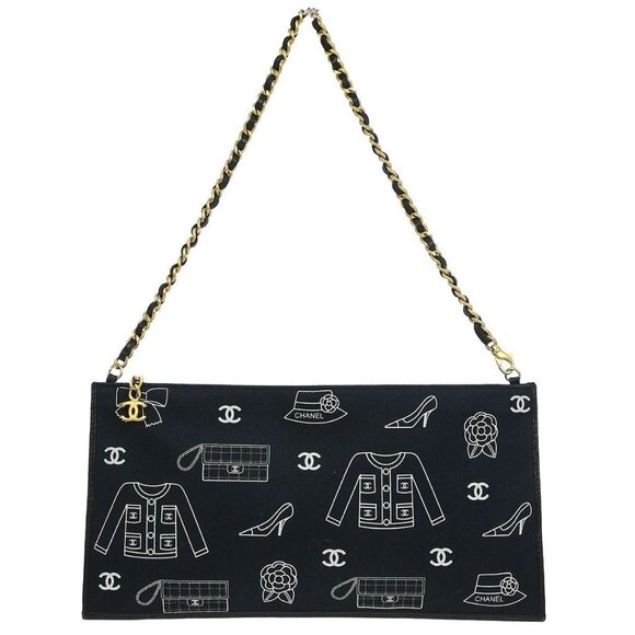 Chanel Navy Canvas Icon Chain Handbag 115784 - Picture 2 of 9